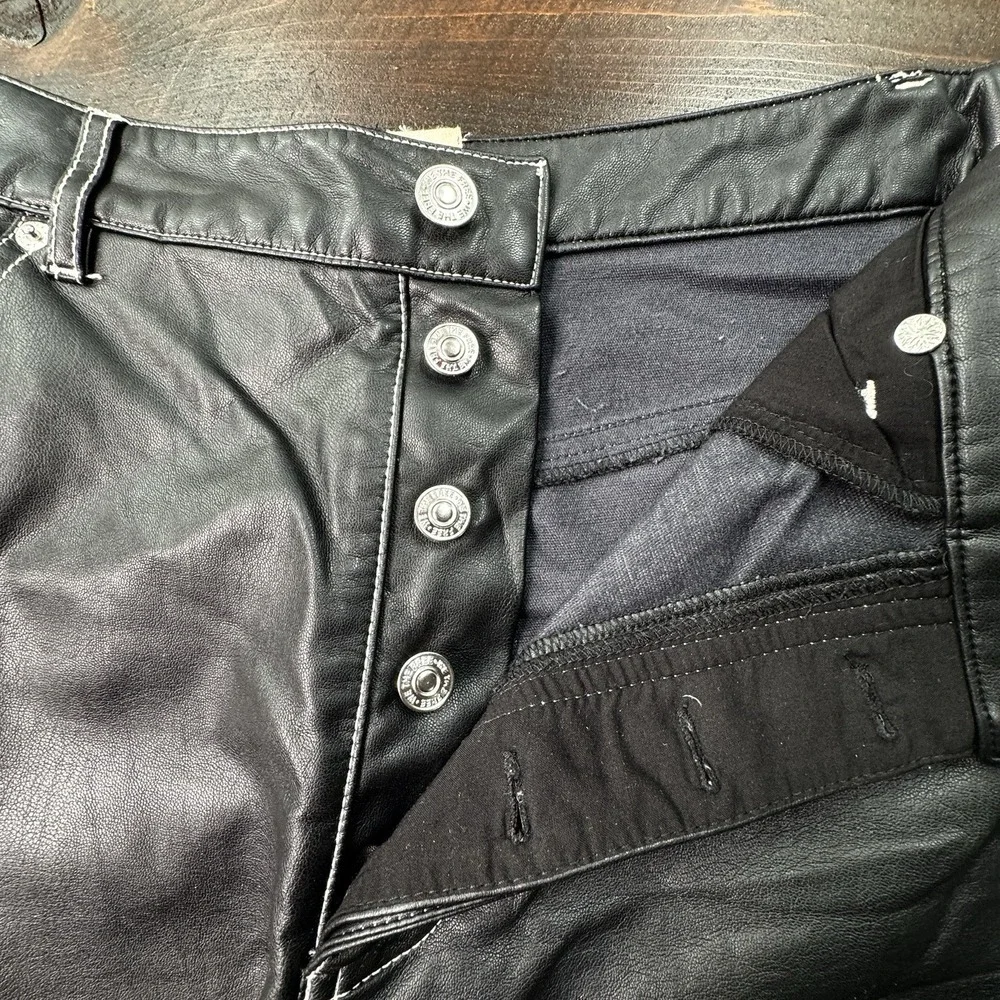 Free People We The Free The It Factor‎ Vegan Leather Pant Button Fly Womens Sz 8